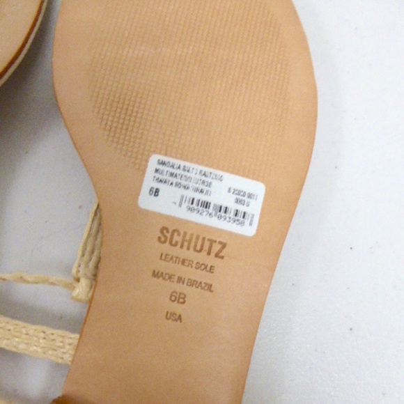 NEW SCHUTZ STRAW LACE UP FLAT thong SANDALS 6 gladiator roman wrap leg rafia nwt - Picture 4 of 6